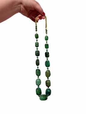 Chunky Turquoise Bead Statement Necklace Boho Southwestern Green Stone